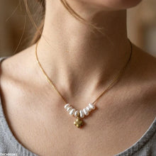 TNCH00361 MSJ Stainless Steel Pearl Flower Necklace - TNCH