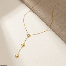 TNCH00365 MSJ  Stainless Steel Three Heart Drop Necklace - TNCH