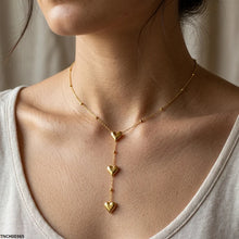 TNCH00365 MSJ  Stainless Steel Three Heart Drop Necklace - TNCH