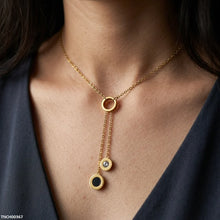 TNCH00367 MSJ Stainless Steel Three Round Drop Necklace - TNCH