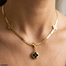TNCH00369 MSJ Stainless Steel Flower Drop Necklace - TNCH