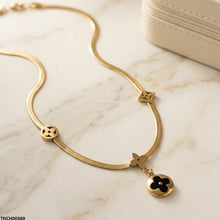 TNCH00369 MSJ Stainless Steel Flower Drop Necklace - TNCH