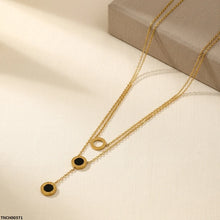 TNCH00371 MSJ Stainless Steel Round Double Chain Necklace - TNCH