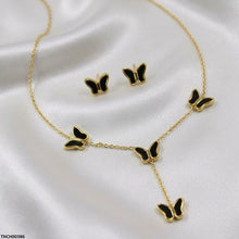 TNCH00386  BHS Butterfly Stainless Steel Necklace Set - TNCH