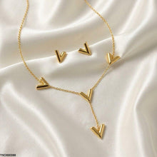 TNCH00388  BHS V-Shape Stainless Steel Necklace Set - TNCH