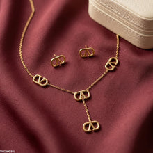 TNCH00391  BHS V Logo Design Stainless Steel Necklace Set - TNCH