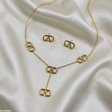 TNCH00391  BHS V Logo Design Stainless Steel Necklace Set - TNCH