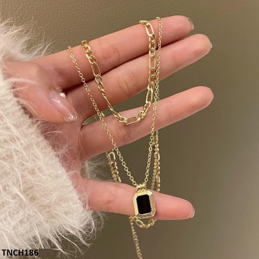 TNCH186 LSH Squared Layered Curb Chain Necklace - TNCH