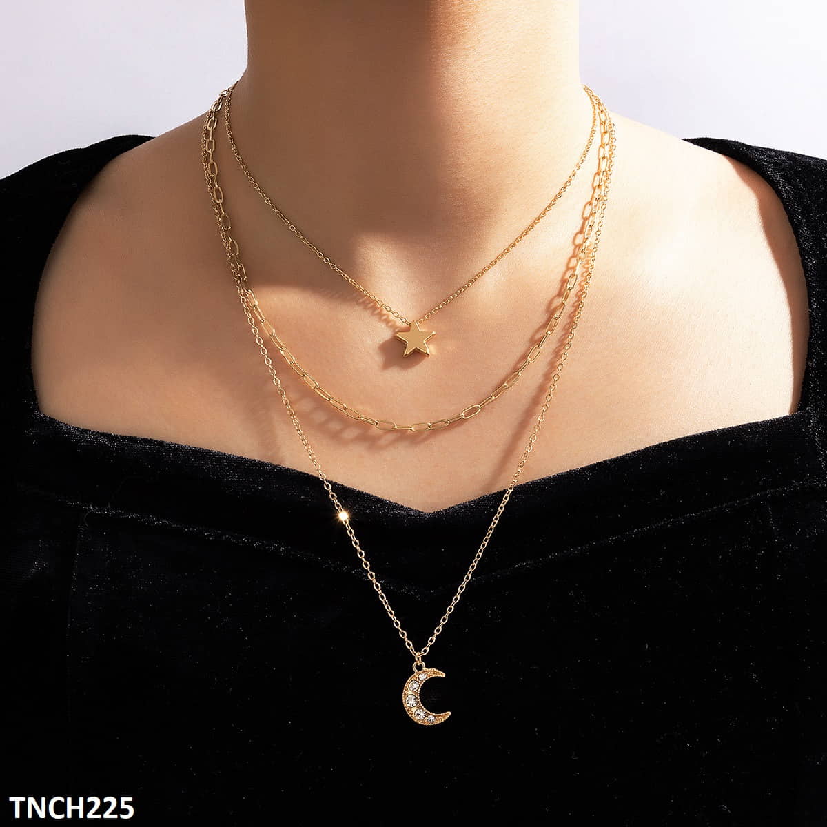TNCH225 YYE Star/Moon Layered Necklace - TNCH