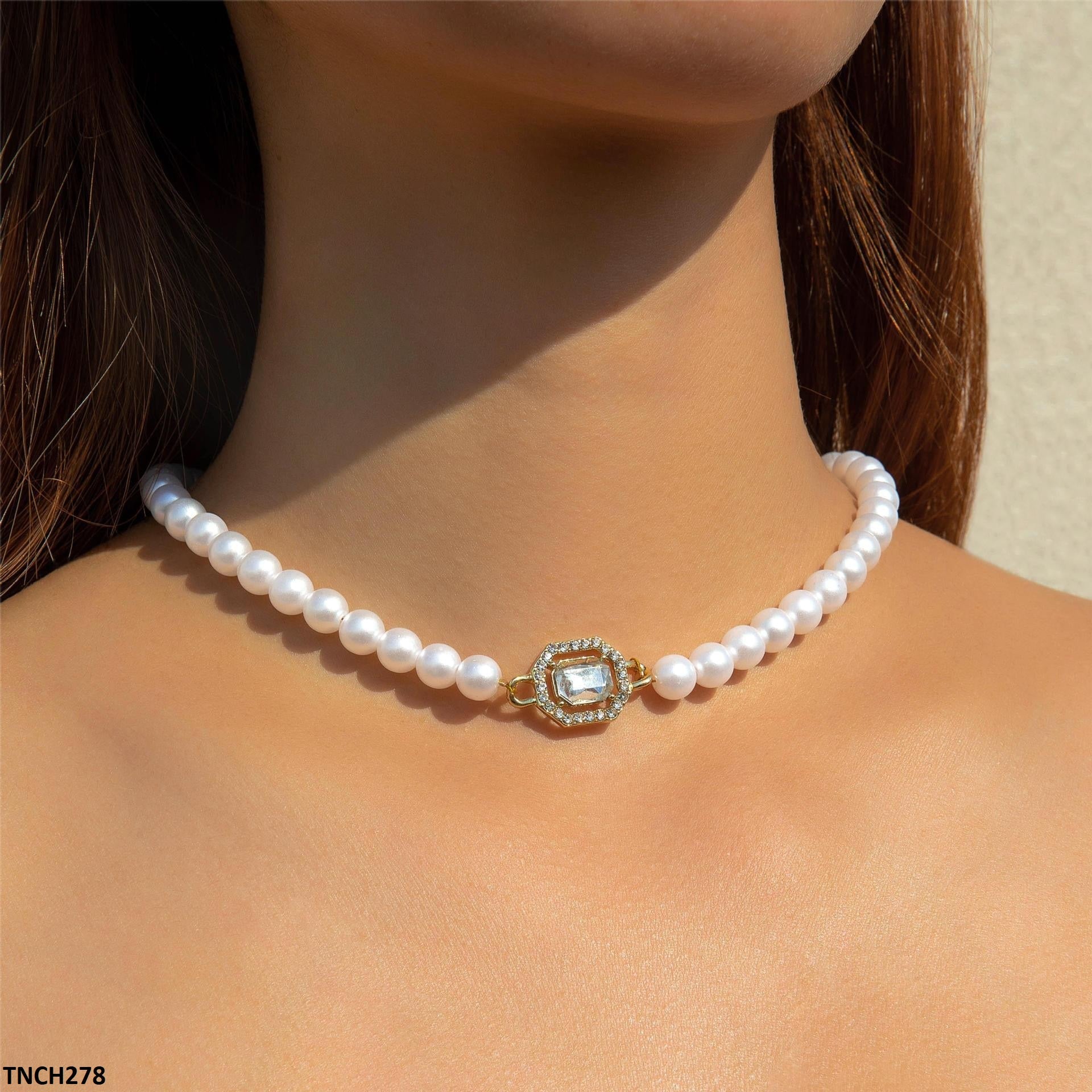 TNCH278 YYE Pearl Round Chain Necklace - TNCH