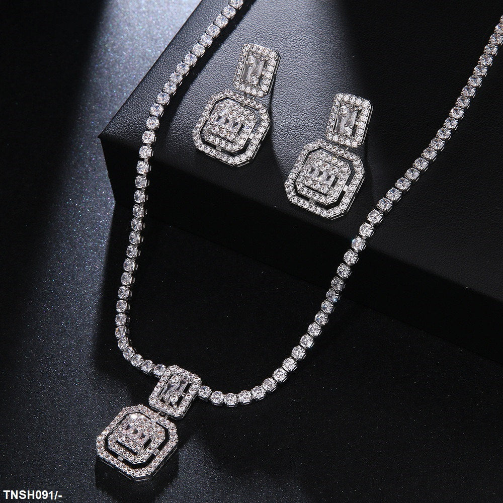 TNSH091 BYJ Cushion Necklace Set - TNSH