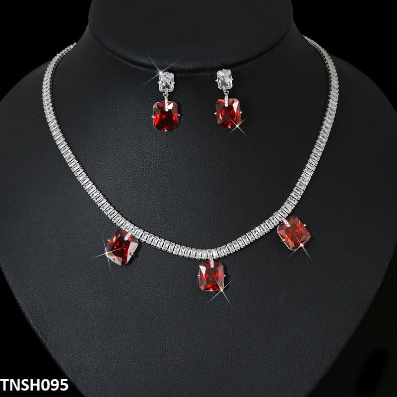 TNSH095 DNG Cushion Necklace Set - TNSH