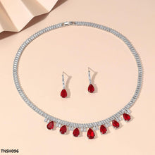 TNSH096 DNG Baguette Tear Necklace Set - TNSH