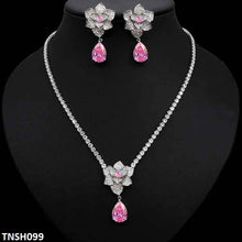 TNSH099 DNG Flower Tear Necklace Set - TNSH