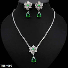 TNSH099 DNG Flower Tear Necklace Set - TNSH