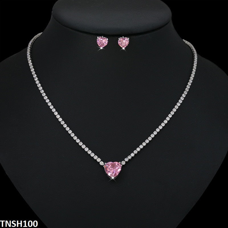 TNSH100 DNG Square Heart Necklace Set - TNSH