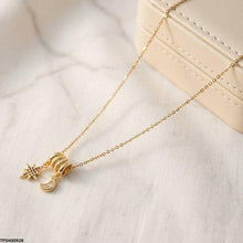 TPSH00928  BHS Moon Star Stainless Steel Zircon Stone Pendant - TPSH