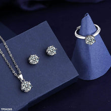 TPSH265 BLX Round Silver Stone Pendant Set - TPSH