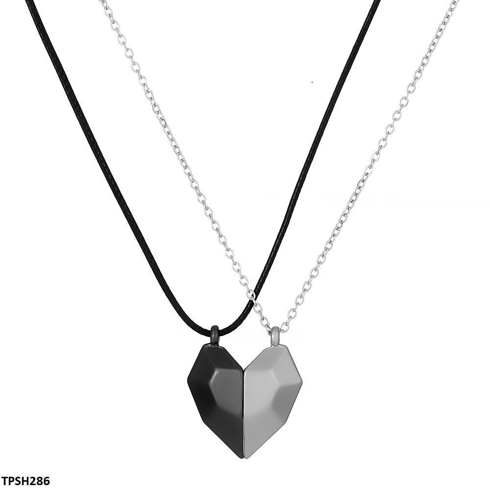 TPSH286 QWN Magnetic Two Souls One Heart Couple Pendant Necklaces - TPSH