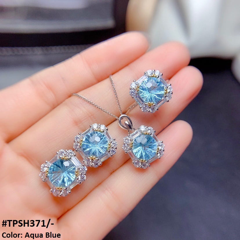 TPSH371 GWH Baguette Flower Pendant Set - TPSH