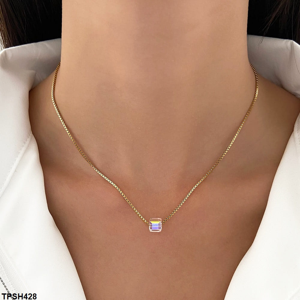 TPSH428 QWN Multi Shaded Square Pendent With Chain - TPSH