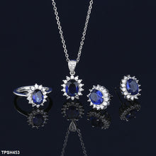 TPSH453 BLX Oval Flower Pendant Set - TPSH