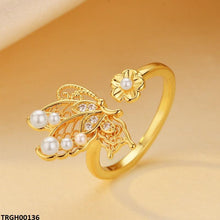 TRGH00136 ZFQ Butterfly  Flower Ring Adjustable - TRGH