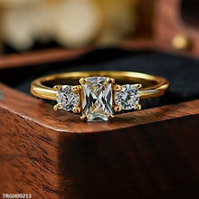 TRGH00213 KRL  Rectangle ZIRCON Stone Ring Adjustable -TRGH