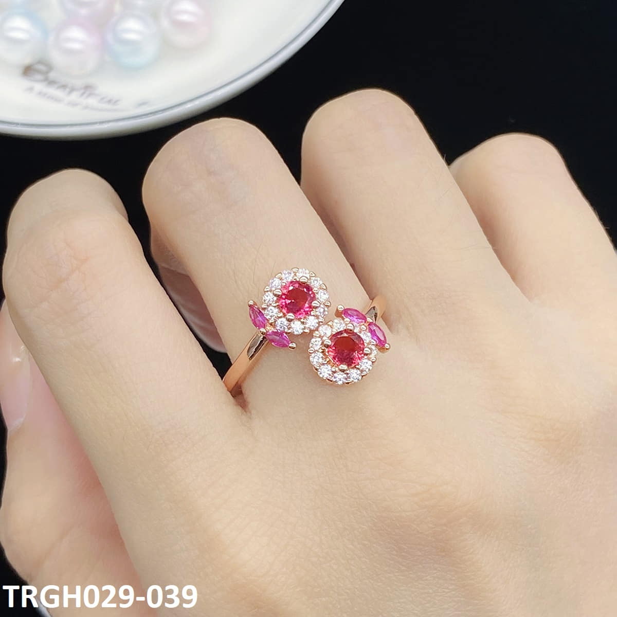 TRGH029 KRL Round Flower Adjustable Ring - TRGH