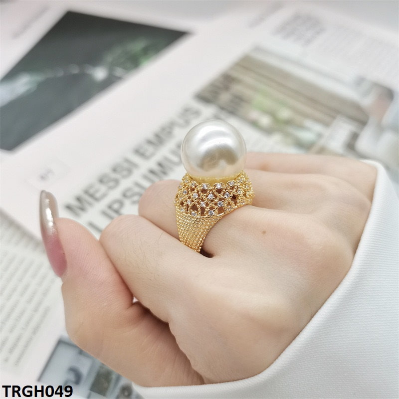 TRGH049 CJD Cathedral Pearl Adjustable Ring - TRGH