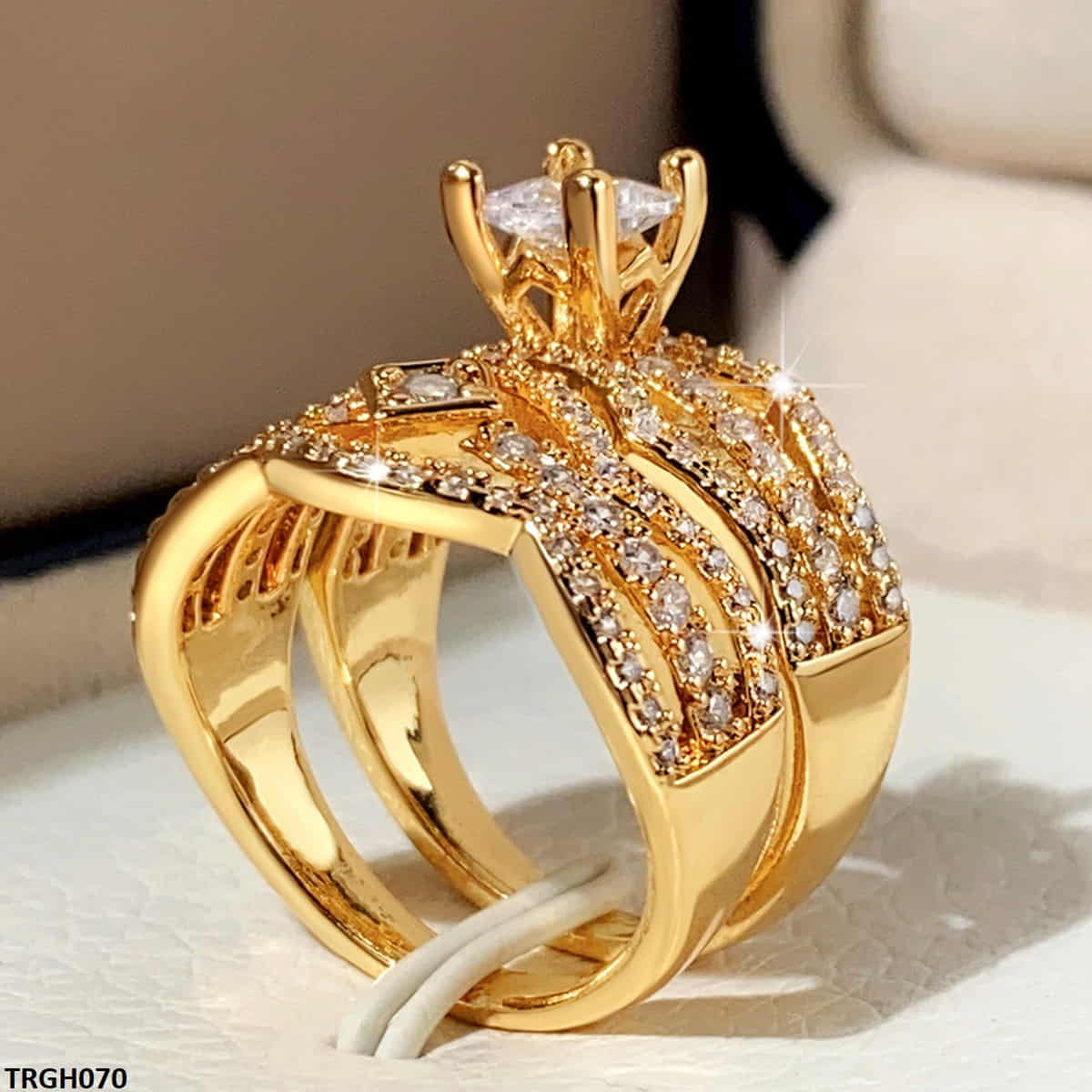 TRGH070 CSH ZigZag Layerd Twin Rings - TRGH