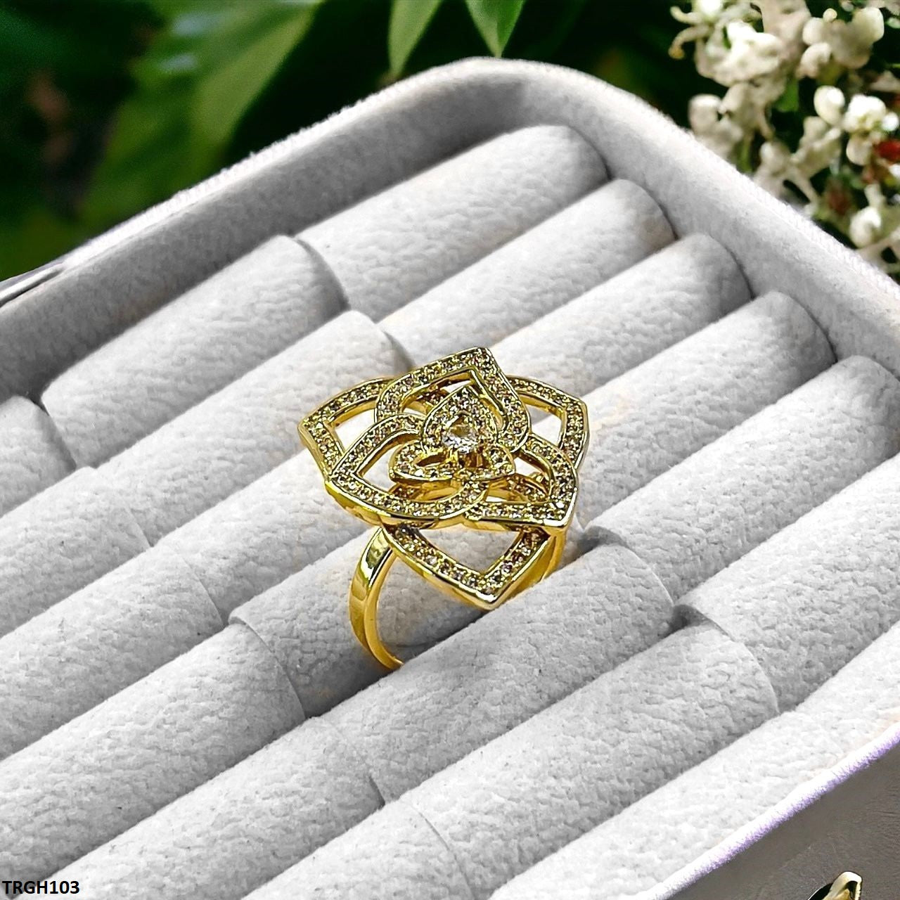 TRGH103 YXG Leaf Flower Ring Adjustable - TRGH