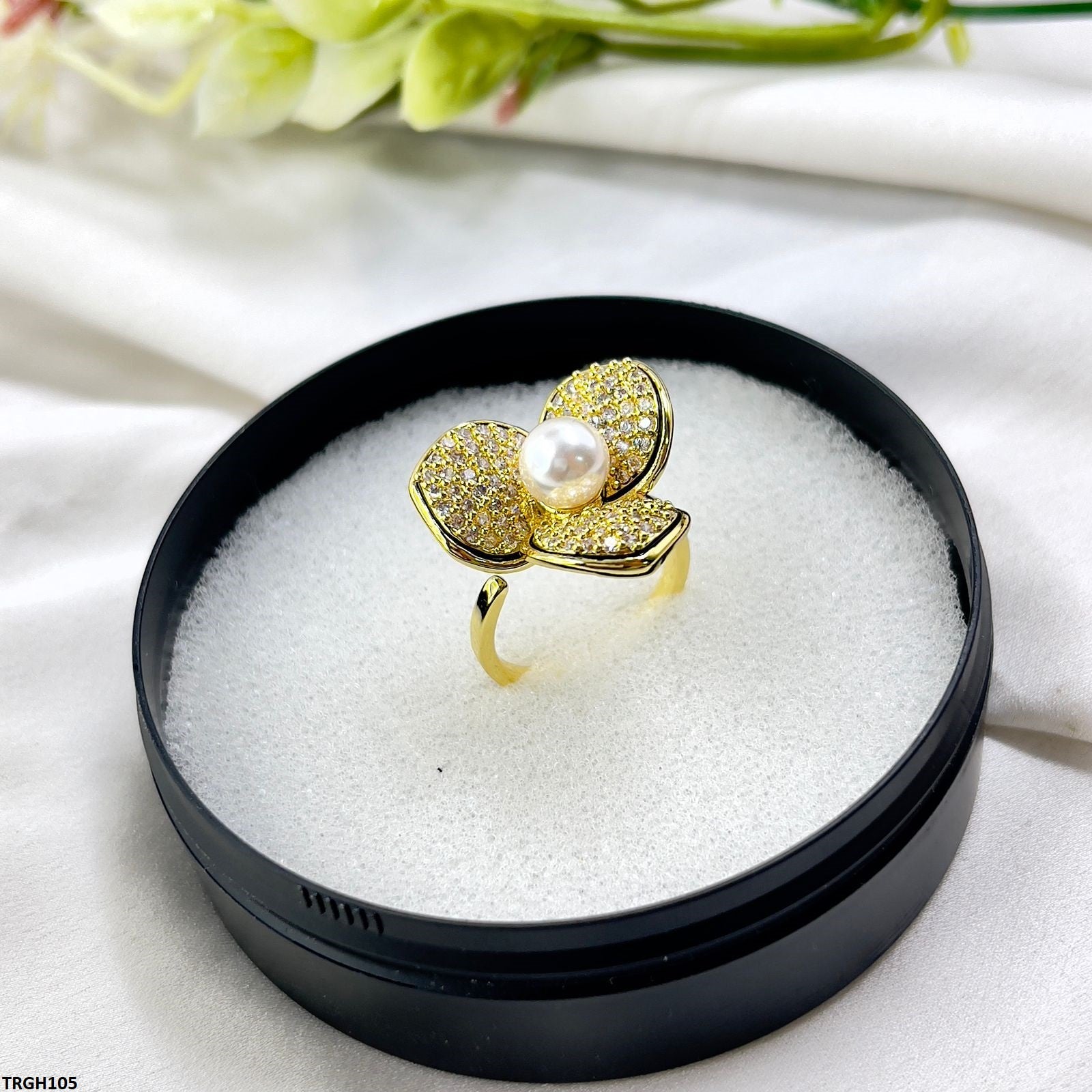 TRGH105 YXG Pearl Flower Ring Adjustable - TRGH