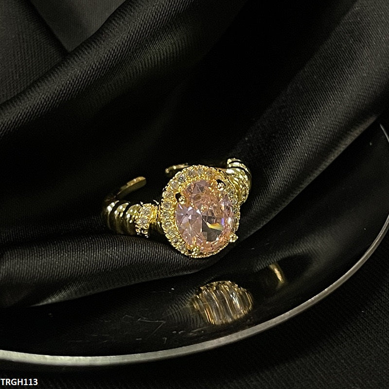 TRGH113 SJS  Stylish  Pink Stone Ring Adjustable - TRGH