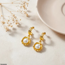 TEHH00494 MSJ Stainless Steel Round Pearl Drop Hoops - TEHH