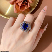 TRSH00818 KYC Round Blue Filigree Cocktail Ring - TRSH