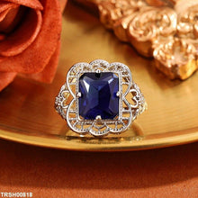 TRSH00818 KYC Round Blue Filigree Cocktail Ring - TRSH