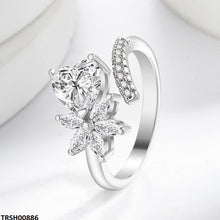 TRSH00886 BLX Heart/Flower ZIRCON Ring Adjustable - TRSH