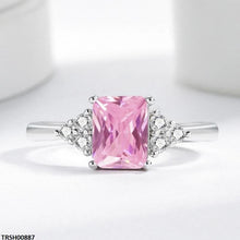 TRSH00887 BLX Rectangle Pink Stone Ring Adjustable - TRSH