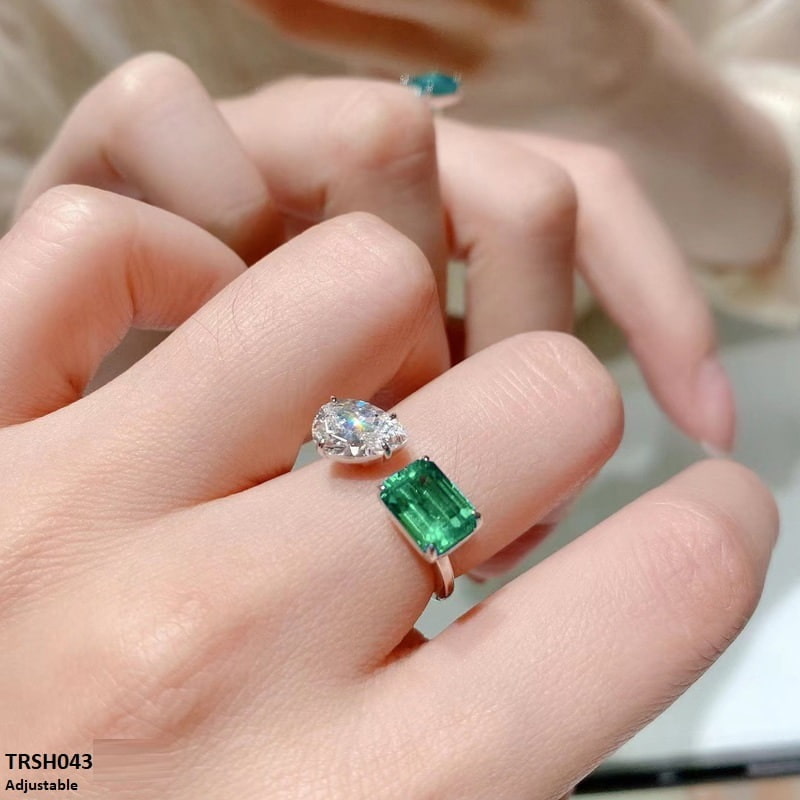 TRSH043 KRL Pear & Rectangle Adjustable Ring - TRSH