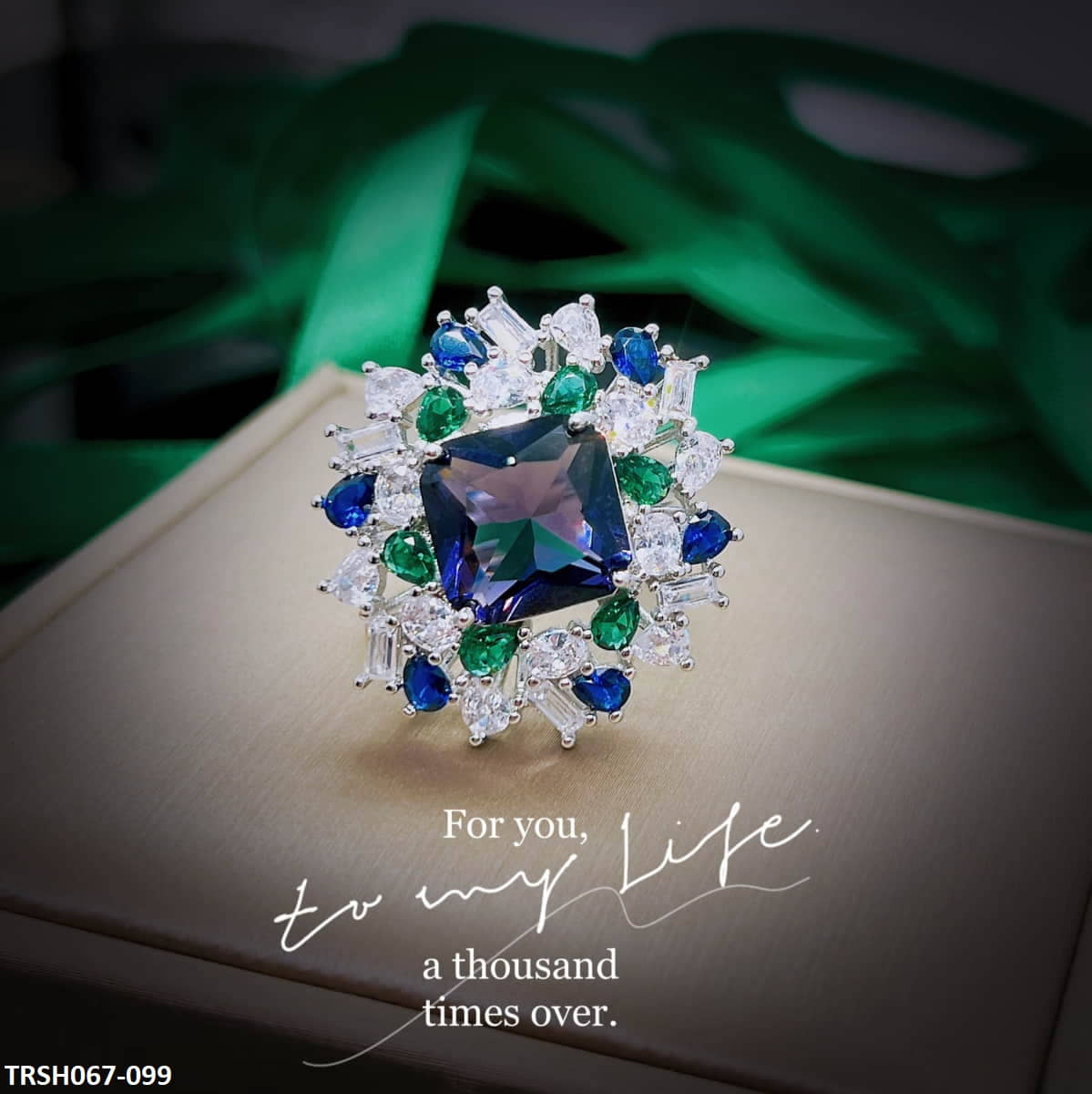 TRSH067 GWH Zircon RING Adjustable - TRSH