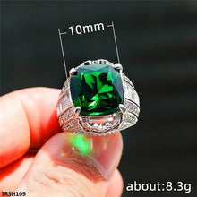 TRSH109 CSH Green Cushion Cathedral Ring - TRSH