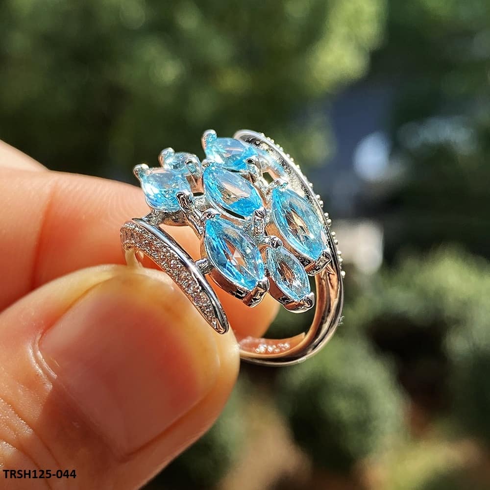TRSH125 CSH Aqua Step Pear Ring - TRSH