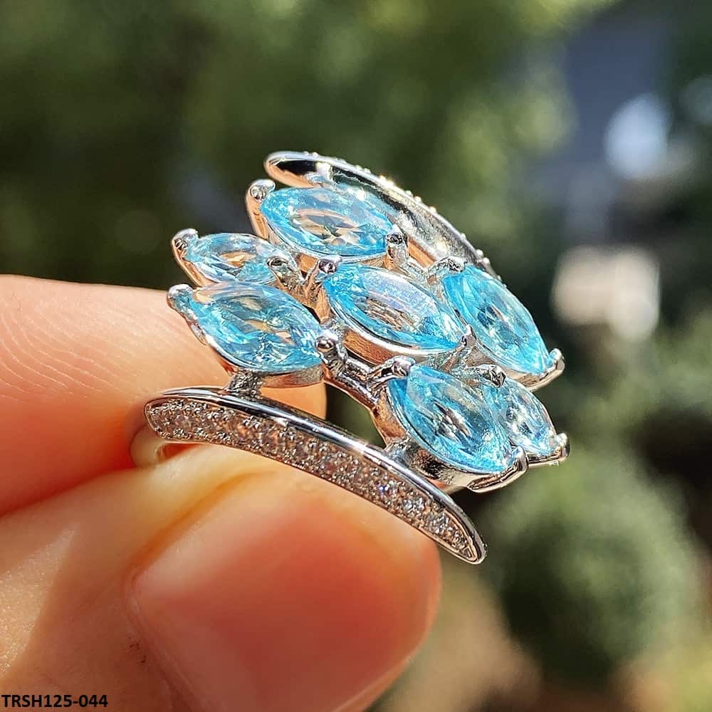 TRSH125 CSH Aqua Step Pear Ring - TRSH