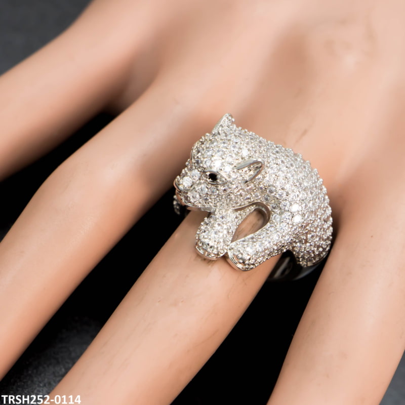 TRSH252 CJD Cheetah Cathedral Adjustable Ring - TRSH
