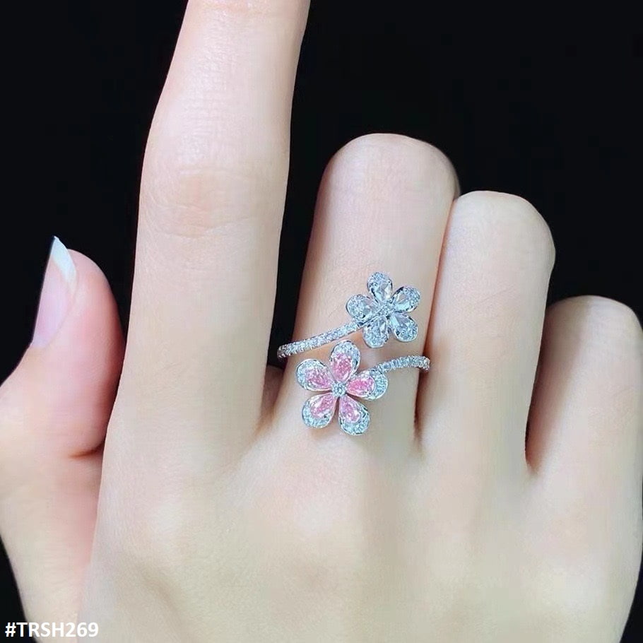 TRSH269 CJD Flower Adjustable Ring - TRSH