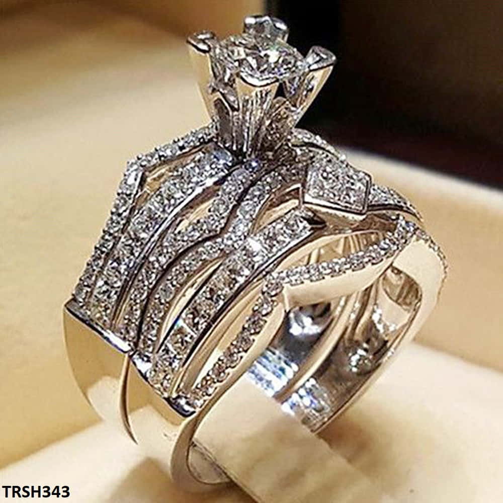 TRSH343 CSH ZigZag Layerd Twin Rings - TRSH
