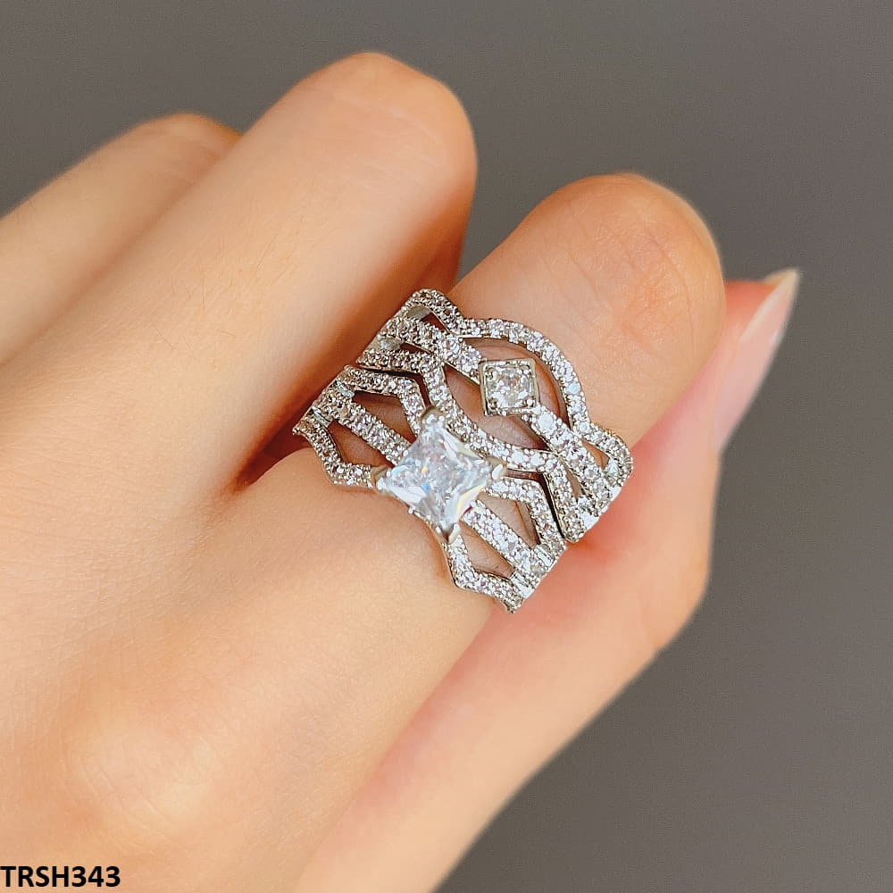TRSH343 CSH ZigZag Layerd Twin Rings - TRSH