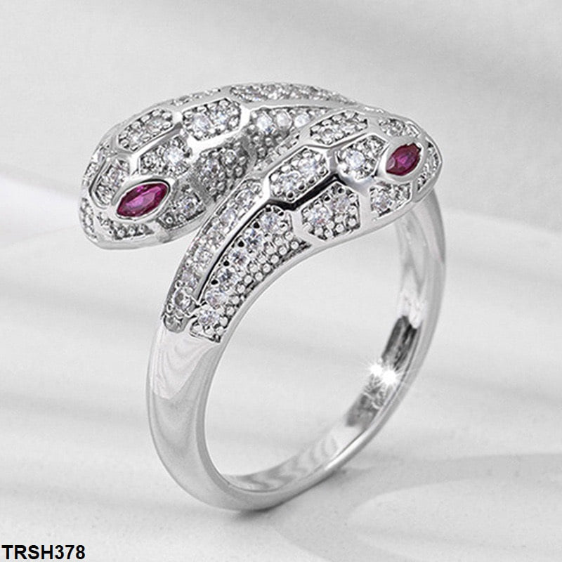 TRSH378 YLE Red Eye Snake Ring Adjustable - TRSH
