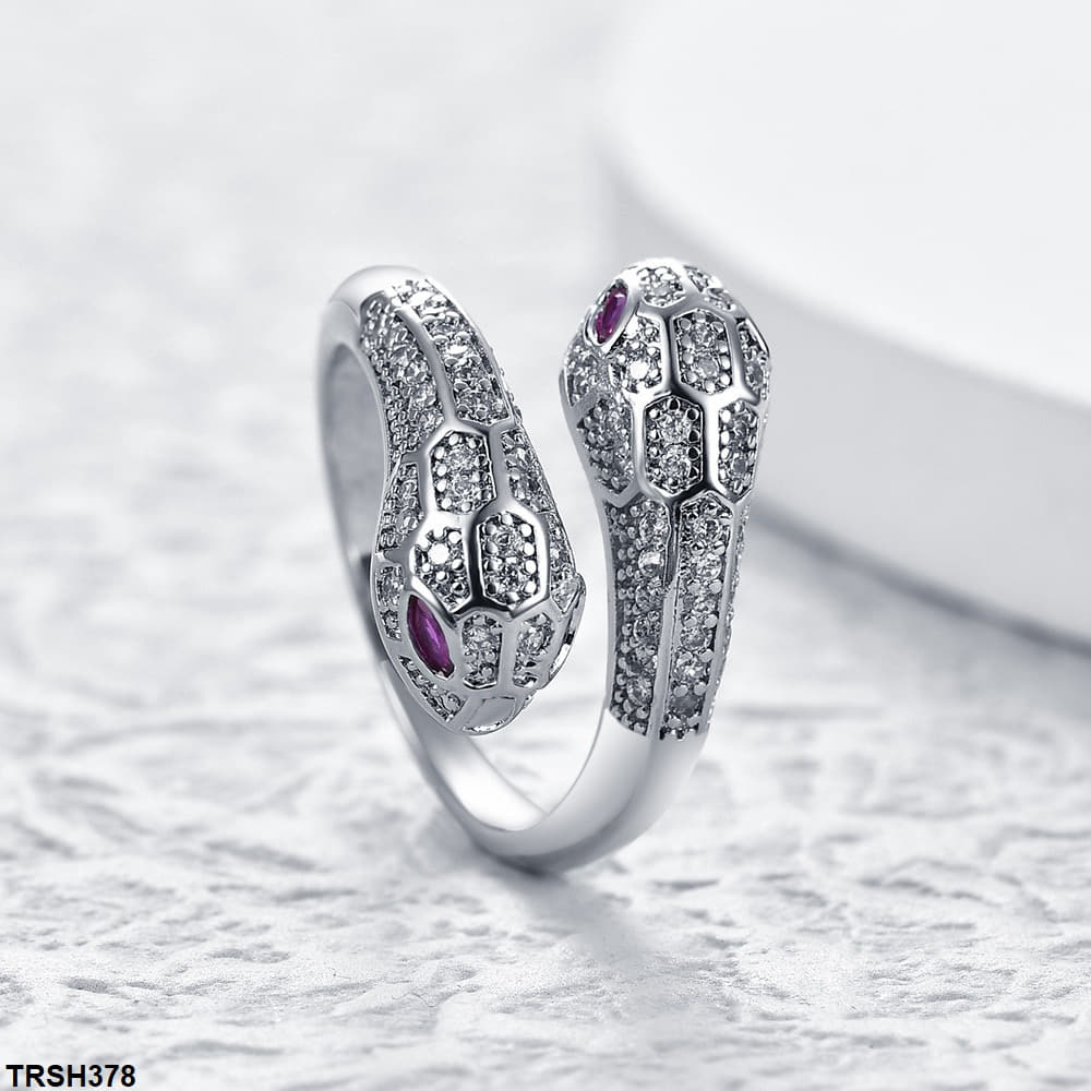 TRSH378 YLE Red Eye Snake Ring Adjustable - TRSH